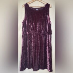 J. Jill Women’s Velvet Silk Blend Dress Burgundy Sleeveless Dress Sz XL